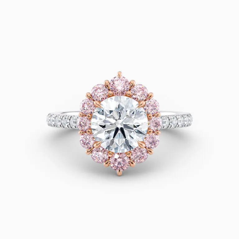 Aurora Pink Halo Diamond Ring