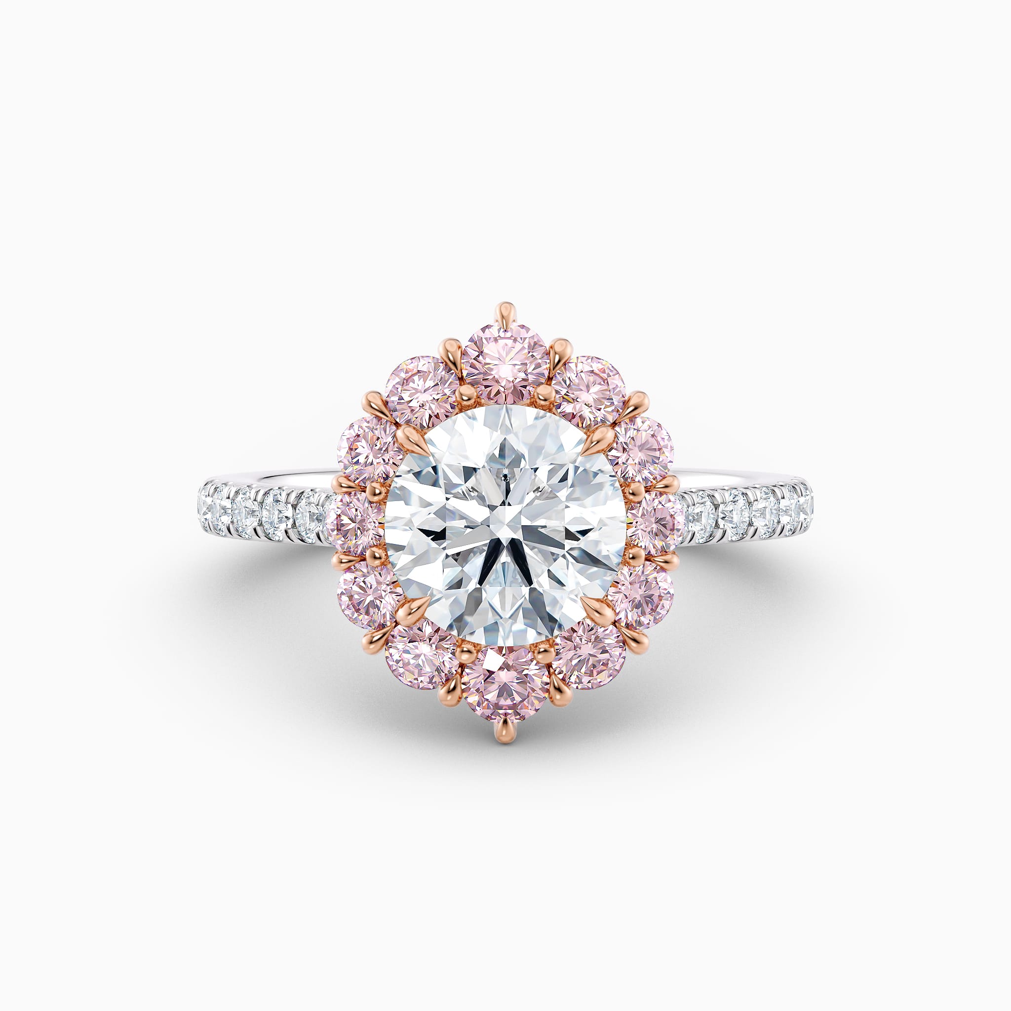Aurora Pink Halo Diamond Ring
