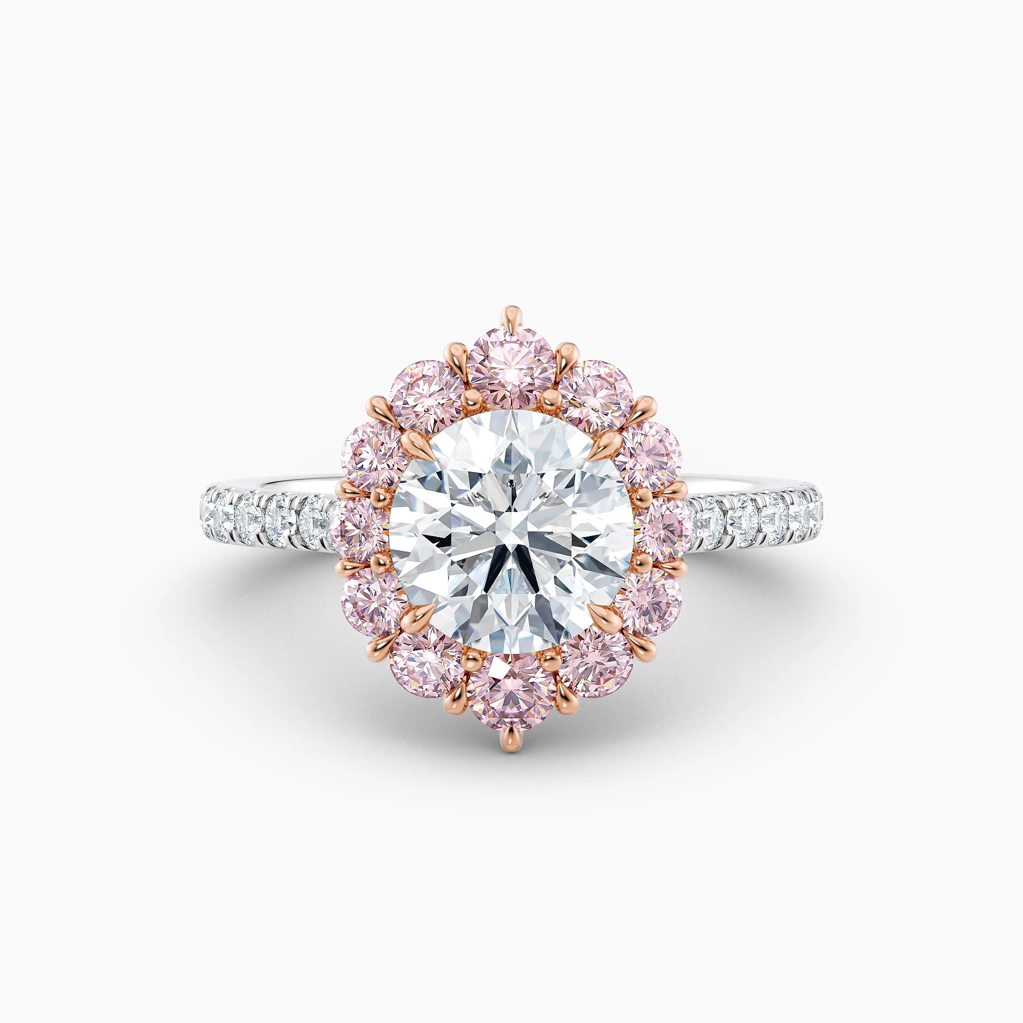 Aurora Pink Halo Diamond Ring